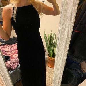 Black velvet maxi dress